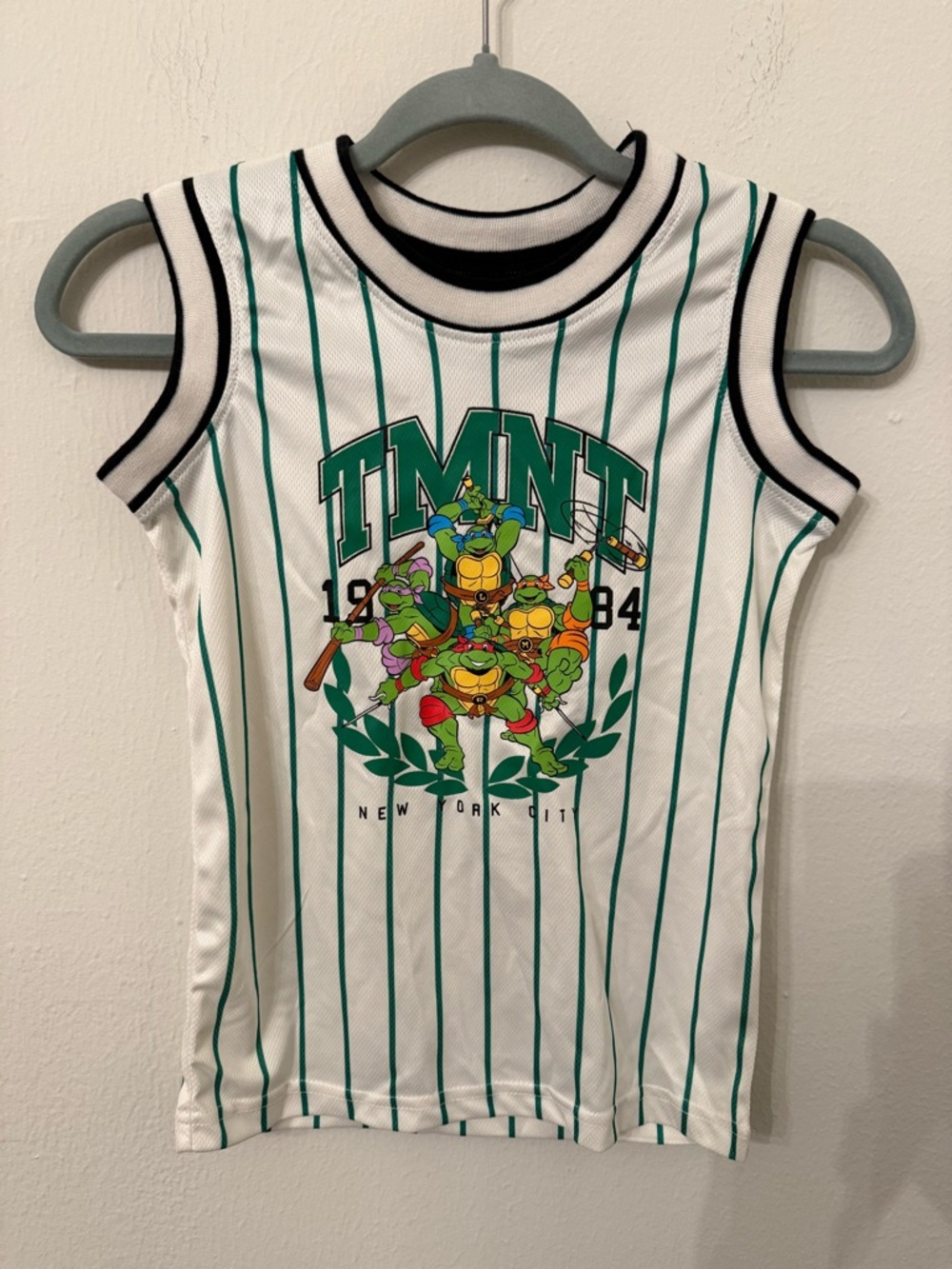Nickelodeon White & Green TMNT Pinstripe Tank Top